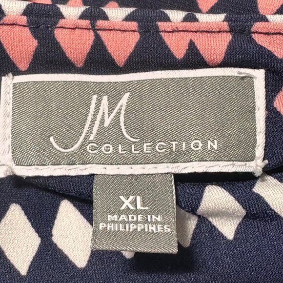 JM Collection Womens XL Geometric Print 3/4 Sleeve Tunic Studded Detail V Neck - Picture 3 of 10